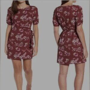 ASTR the label floral wrap mini dress color maroon size M